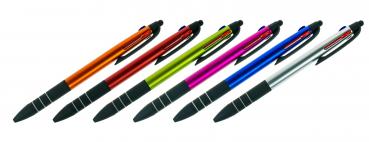 6x Touchpen 3-Farben Kugelschreiber / mit 3 Schreibfarben