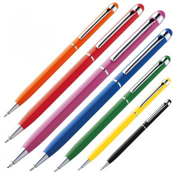 7 Touchpen Drehkugelschreiber / aus Edelstahl / 7 verschiedene Farben