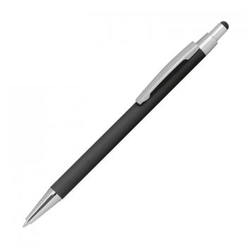 7 Touchpen Kugelschreiber aus Metall / gummiert / 7 verschiedene Farben