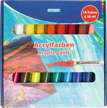 Acrylfarben-Set / bestehend aus 18 Tuben mit verschiedene Farben
