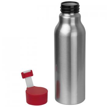 Alu Trinkflasche / Füllvermögen von 600 ml / mit roten Silikondeckel