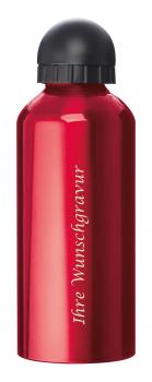 Aluminium Trinkflasche mit Gravur / mit Sportverschluss / 600ml / Farbe: rot