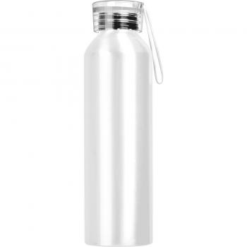Aluminium Trinkflasche mit Gravur / mit Trageschlaufe / 600ml / Farbe: weiß