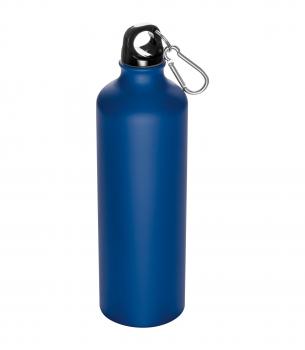 Aluminium Trinkflasche mit Karabinerhaken / Sportflasche / 800ml / Farbe: blau