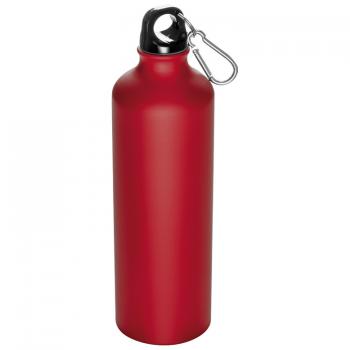 Aluminium Trinkflasche mit Karabinerhaken / Sportflasche / 800ml / Farbe: rot