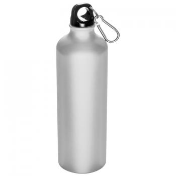 Aluminium Trinkflasche mit Karabinerhaken / Sportflasche / 800ml / Farbe: weiß