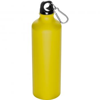 Aluminium Trinkflasche mit Karabinerhaken / Sportflasche / 800ml / Farbe gelb
