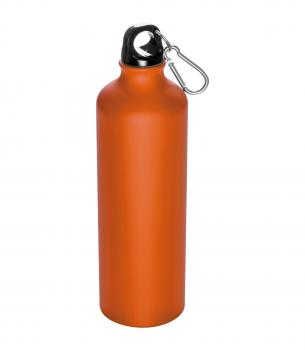 Aluminium Trinkflasche mit Karabinerhaken / Sportflasche / 800ml / Farbe orange