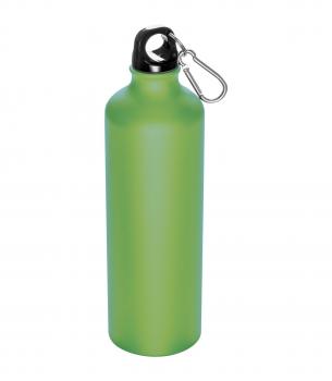 Aluminium Trinkflasche mit Karabinerhaken / Sportflasche / 800ml / hellgrün