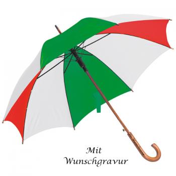 Automatik-Regenschirm mit Gravur / Farbe: grün/rot