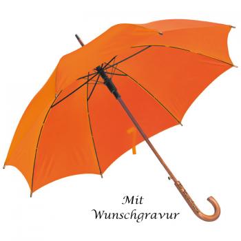 Automatik-Regenschirm mit Gravur / Farbe: orange