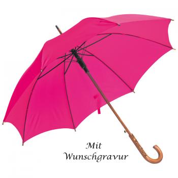 Automatik-Regenschirm mit Gravur / Farbe: pink