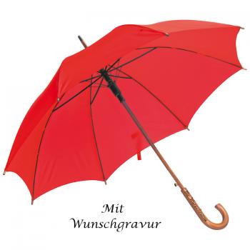 Automatik-Regenschirm mit Gravur / Farbe: rot