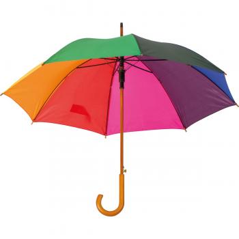 Automatik-Regenschirm mit Holzgriff / Farbe: multicolor