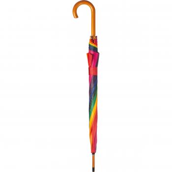 Automatik-Regenschirm mit Holzgriff / Farbe: multicolor