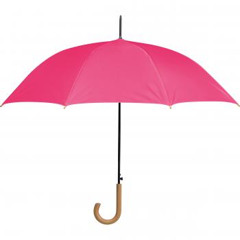 Automatik-Regenschirm mit Holzgriff und Holzspitzen / Farbe: pink