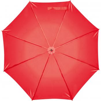 Automatik-Regenschirm mit Holzgriff und Holzspitzen / Farbe: rot