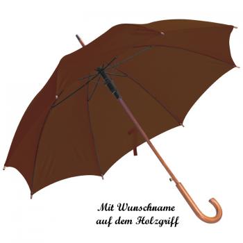 Automatik-Regenschirm mit Namensgravur - Farbe: braun
