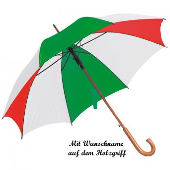Automatik-Regenschirm mit Namensgravur - Farbe: grün/rot