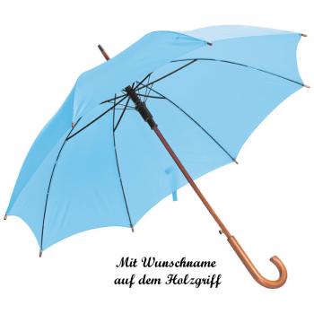 Automatik-Regenschirm mit Namensgravur - Farbe: hellblau
