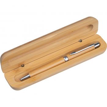 Bambus Drehkugelschreiber im im Geschenketui mit Gravur