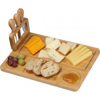 Bambus Käsebrett-Set / bestehend Servierplatte und Käsebesteck
