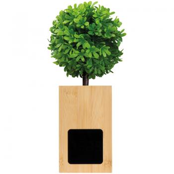 Bambus Tischuhr "Green Feeling" - mit Baum auf Kunstrasen