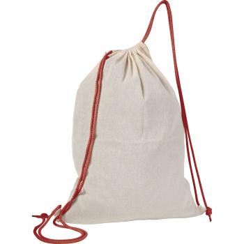 Baumwolle Gymbag / Sportbeutel / Turnbeutel / weiß mit roten Kordelzügen