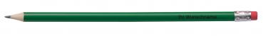 Bleistift mit Radierer / HB / Farbe: lackiert grün / mit Gravur