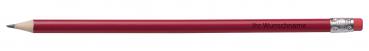 Bleistift mit Radierer / HB / Farbe: lackiert rot / mit Gravur