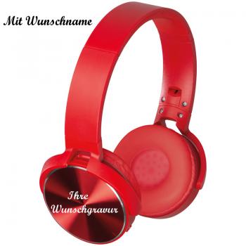 Bluetooth Kopfhörer mit Namensgravur - Farbe: rot