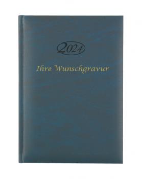 Buchkalender 2024 mit Gravur / Chefkalender / Farbe: blau