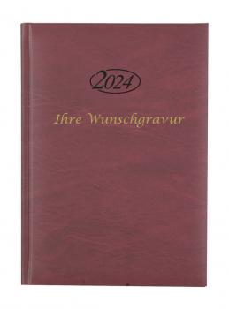 Buchkalender 2024 mit Gravur / Chefkalender / Farbe: bordeaux