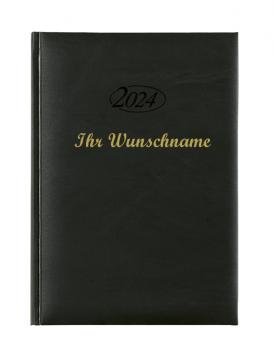 Buchkalender 2024 mit Namensgravur / Chefkalender / Farbe: schwarz