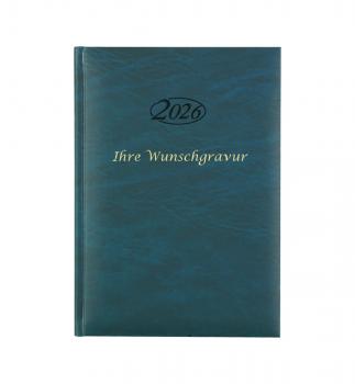 Buchkalender 2026 mit Gravur / Chefkalender / Farbe: blau