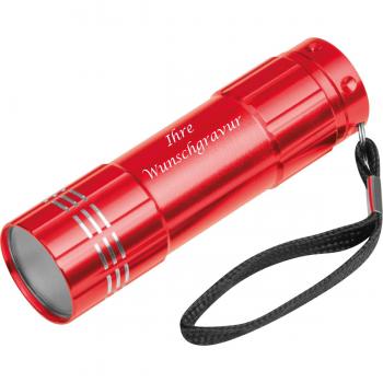 COB Taschenlampe mit Gravur / aus Aluminium mit 6 COBs / Farbe: rot