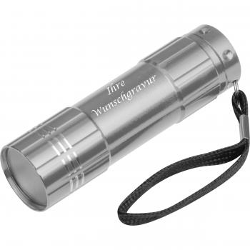 COB Taschenlampe mit Gravur / aus Aluminium mit 6 COBs / Farbe: silber