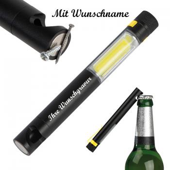 COB Taschenlampe mit Namensgravur - mit Flaschenöffner mit Magnetfuß