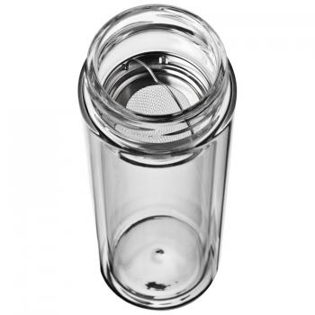 Doppelwandige Glasflasche / Trinkflasche / mit Siebeinsatz / 400ml Füllvermögen