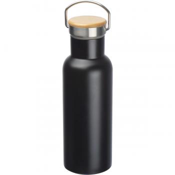 Doppelwandige Trinkflasche mit Gravur / aus Edelstahl / 500ml / Farbe: schwarz