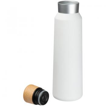 Doppelwandige Trinkflasche mit Gravur / aus Edelstahl mit Holzverschluss / 500ml