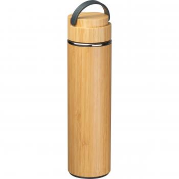 Doppelwandige Trinkflasche mit Namensgravur - mit Teesieb - aus Bambus