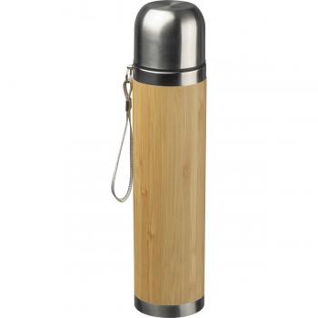 Doppelwandige Vakuum-Trinkflasche mit Gravur / mit Bambusummantelung 500 ml