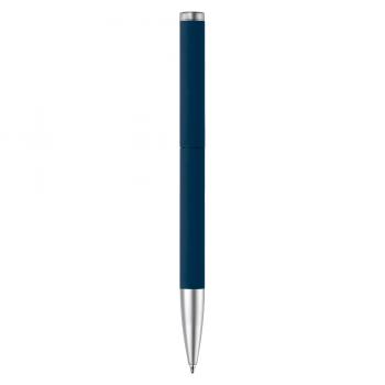 Dreh-Kugelschreiber mit Gravur / aus Metall / mit Soft Touch / Farbe: dunkelblau