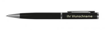 Drehbarer Kugelschreiber aus Metall mit Gravur / mit Velouretui / Farbe: schwarz