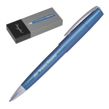 Drehkugelschreiber aus Metall mit Gravur / incl. Geschenkverpackung / blau