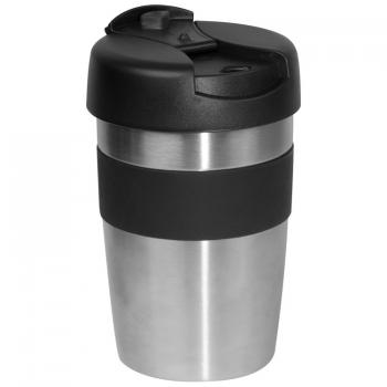 Edelstahl Thermobecher mit Gravur / Isolierbecher / 0,3l / Farbe: silber/schwarz