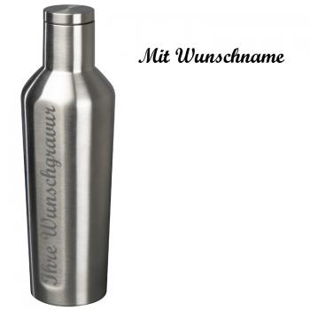 Edelstahl Vakuum-Trinkflasche mit Namensgravur - mit auslaufsicherem Verschluß
