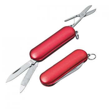 Edles 5-teiliges Aluminium Taschenmesser / Farbe: rot