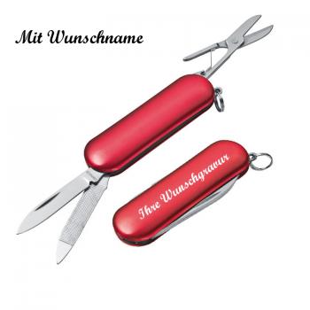 Edles 5-teiliges Aluminium Taschenmesser mit Namensgravur - Farbe: rot